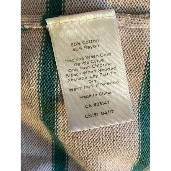 Talbots Knit Top Large Purple Blue Striped Lace Shoulder 3/4 Rolled Cuff Sleeve - Picture 7 of 9